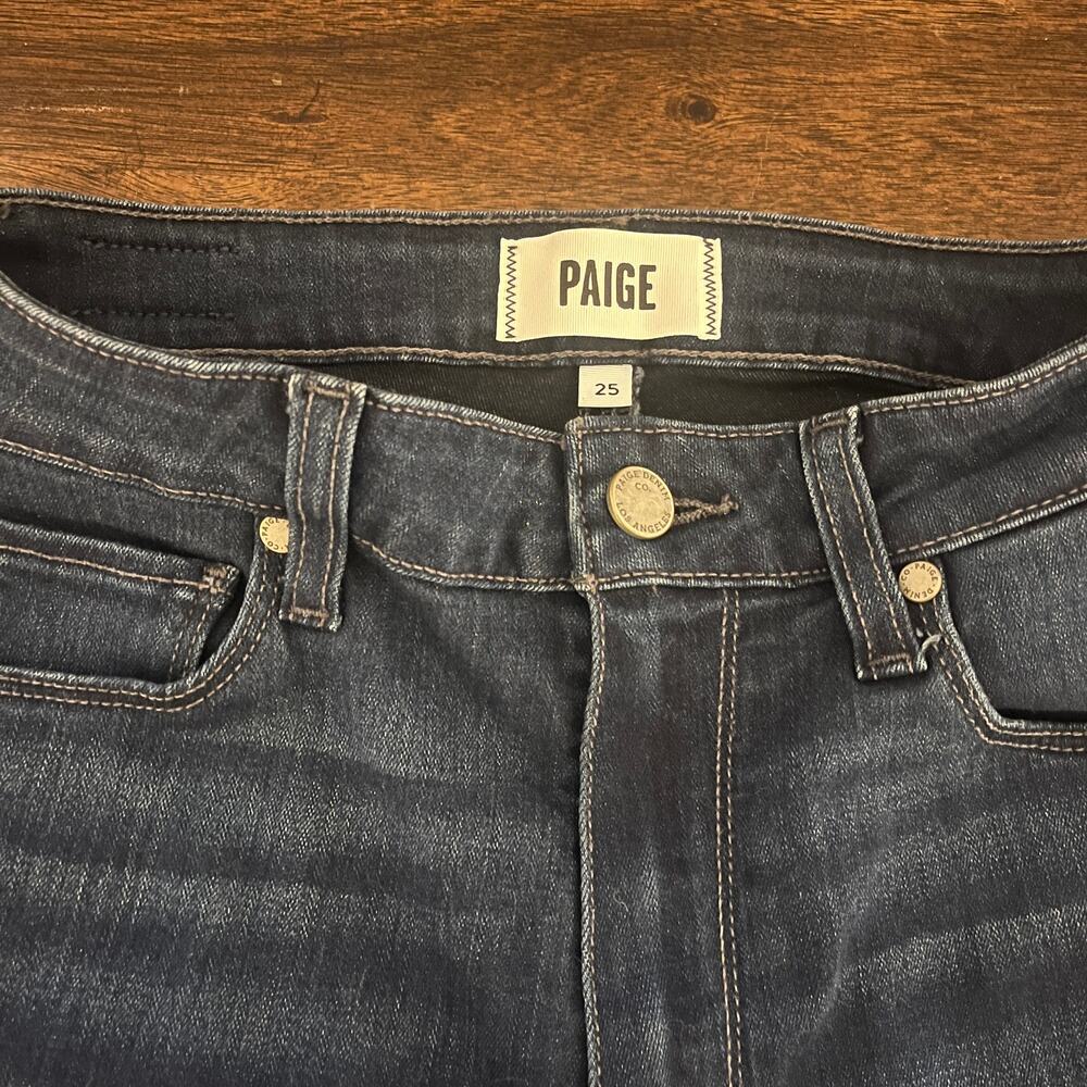 Paige Wide Leg Jeans Lennie High Rise Cropped Stretch Denim Blue Size 25 - Picture 8 of 13